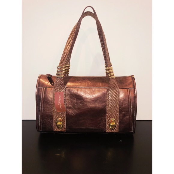 La Gioe do Toscana Brown Metallic Leather Handbag - Picture 1 of 9